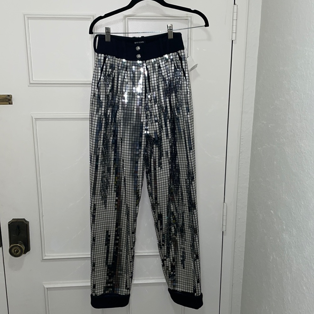 RARE BALMAIN mirror jogger style pants